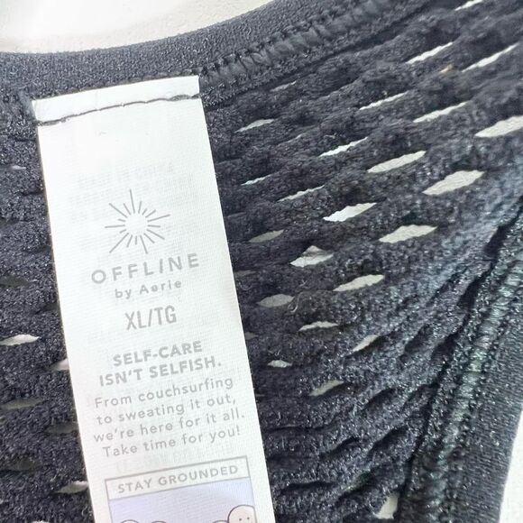 Aerie Romper Playsuit Womens XL Black Mesh Seamless Racerback Sleeveless NWT - Picture 3 of 11